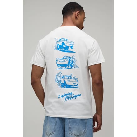 Oversized Disney Cars Licentie Bedrukt T-shirt | White | Size Medium