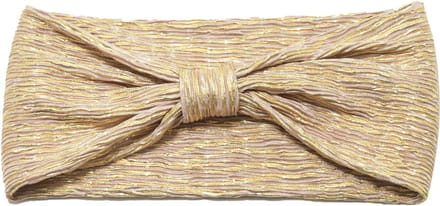 Emilie collection – Haarband – Beige - Goud – Glitterstof – Elastisch – Strikdetail