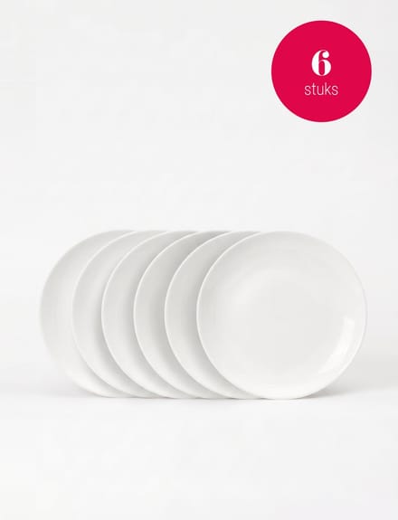 vtwonen - Borden - Ontbijtborden - Porselein - Wit - 18 cm - Set van 6