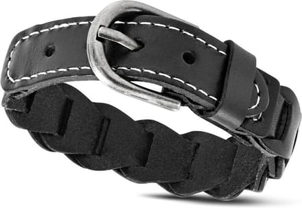 Amanto Armband Agim Black - Leer - 20mm - 20-23cm