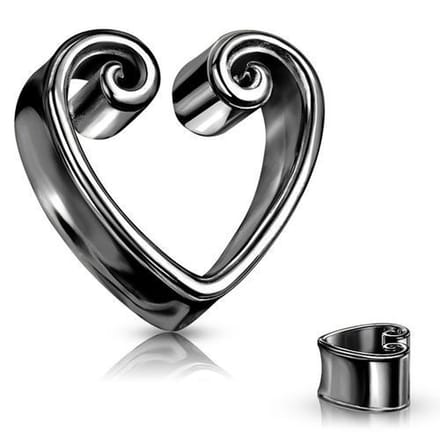 12 mm double flared vintage hart zwart - LMPiercings