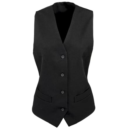 Premier Dames/dames Gevoerde Polyester Taillejas / Barkleding / Catering (Pakket van 2) (Zwart)