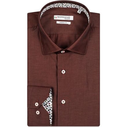 Giordano Overhemd Maggiore Semi Cutaway Two-Tone Twill Donker Goud / male