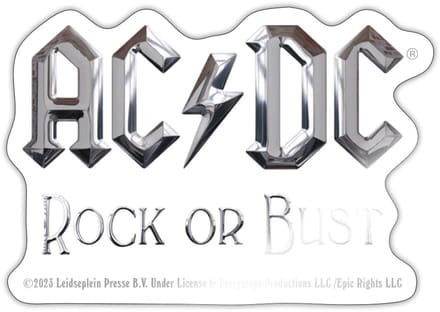 AC/DC Logo In Zilver Rock Or Bust Album Sticker Maat S (max. 10 x 10cm)