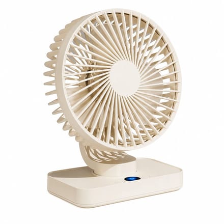 VHV-Bureauventilator met LED-Display - Oplaadbare Ventilator met 5 Snelheden - Oscillerende Tafelventilator - Stille Ventilator voor Thuis en Kantoor - Crèmewit