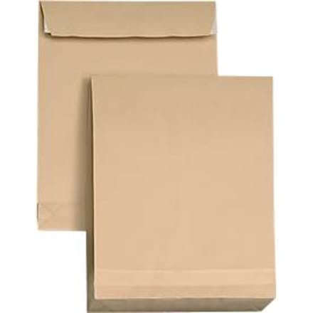 Vouwzakken, DIN B4, bruin, zelfklevend, zonder venster, 5 stuks