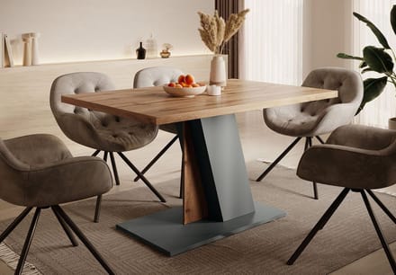 Meubella - Eetkamertafel Brand - Eiken - Grijs - 138 cm