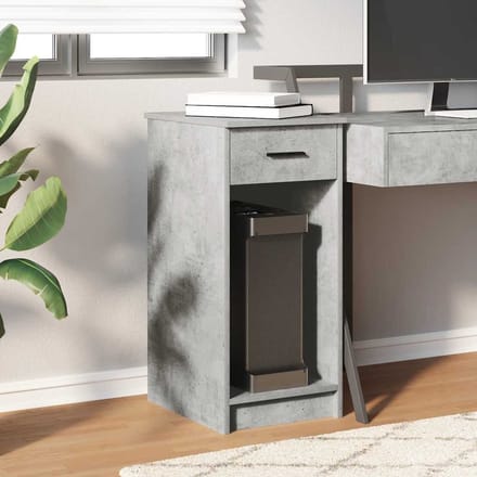 vidaXL - Computertorenstandaard - met - lade - 35x45x77 - cm - betongrijs
