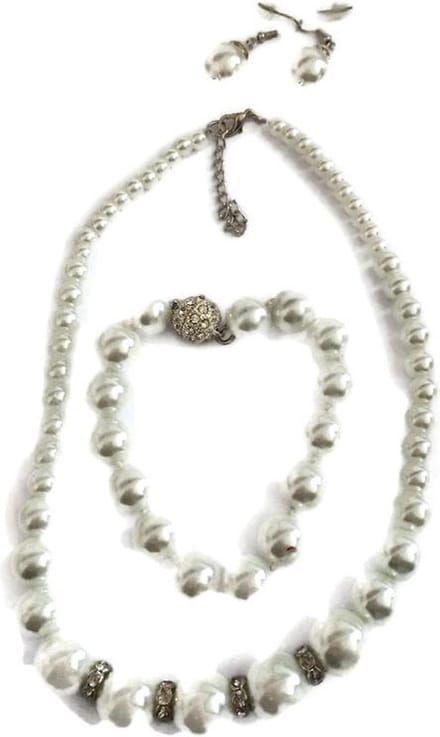 Petra's Sieradenwereld - Parelset wit (ketting, armband, oorbellen) (9)