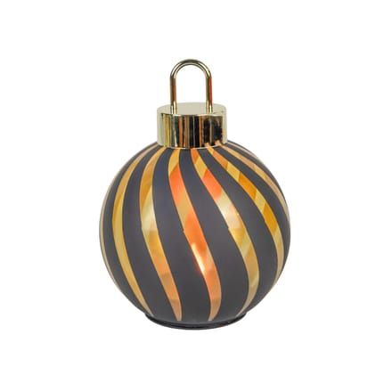 Kerstbal met LED lampjes stripe zwart Ø15x20cm