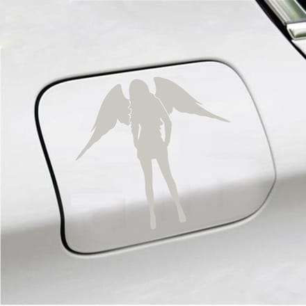 Bumpersticker - Dame Engel - 13 X 14 - Zilver