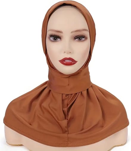 Without Lemon - Onderkap Hoofddoek - Underscarf - Pullover - Drukknopen - Chiffon - Kleur: Camel