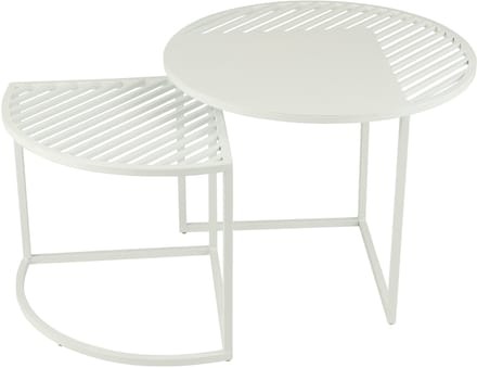 J-Line bijzettafel Outdoor Rond - metaal - wit - set van 2