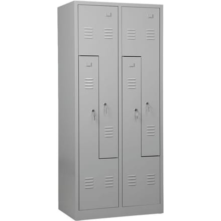Kledinglocker, 4 compartimenten, met fitting, B 800 x H 1800 mm cilinderslot, lichtgrijs/lichtgrijs