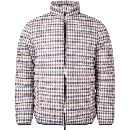 Aquascutum Heren Geblokte Mock Neck Actieve Gewatteerde Jas (Beige)