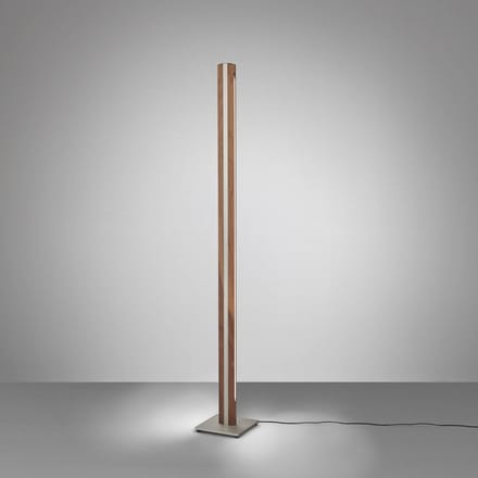 Quitani Elis LED vloerlamp, walnoot/nikkel