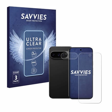 Savvies - Screenprotector voor Google Pixel 9 Pro (Voor+Camera) - Folie Beschermfolie transparant 6 Stuks