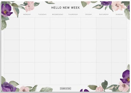 Fabrikten Weekplanner Bloemen - A4 - Engels - Familieplanner