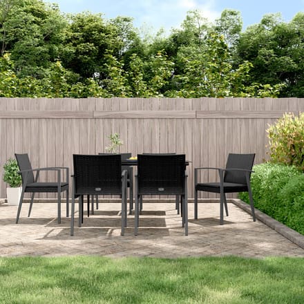 vidaXL - 7-delige - Tuinset - met - kussens - poly - rattan - en - staal