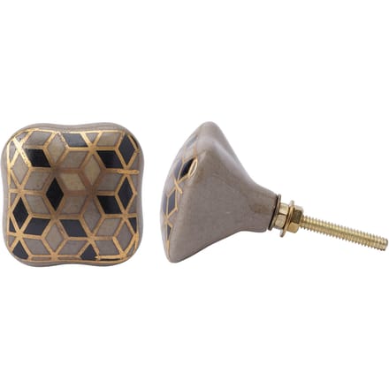 Black and Gold Ceramic Drawer Pull