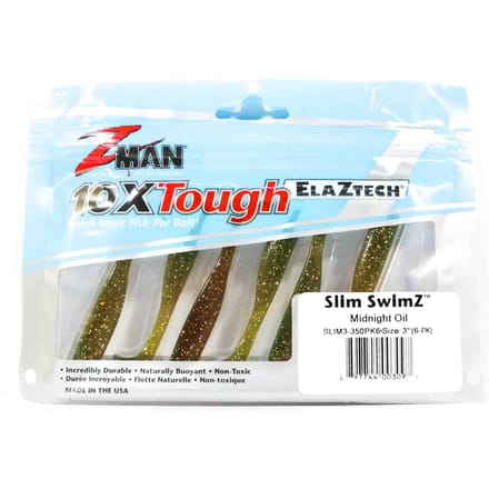 Zman Soft Lure Slim SwimZ 3 Inch 6/Pack Middernachtolie (3097) white