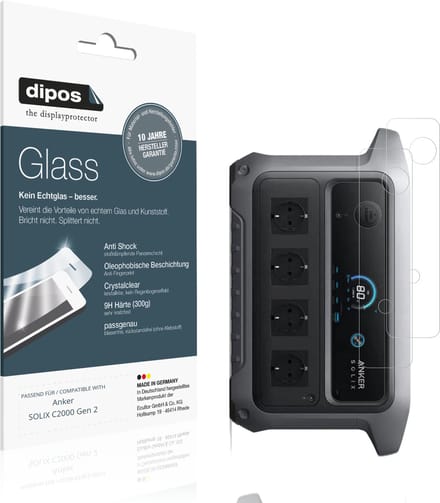 dipos – 2x Pantserfolie geschikt voor Anker SOLIX C2000 Gen 2 | 9H Screenprotector