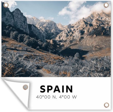 Tuindoek Spanje - Bergen - Wolken - 100x100 cm