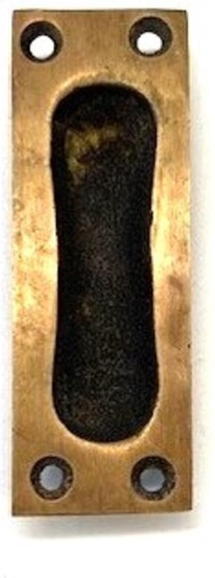 Schuifdeurgreep Messing Antiek 75x25mm