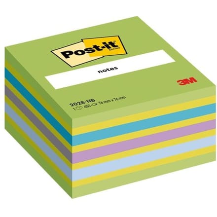 Post-it® Notes, Kubus, Neon Blauw/Groen, 76 x 76 mm, 450 Blaadjes/Kubus