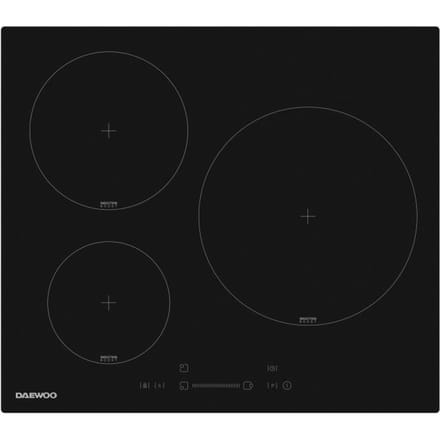 Inductie kookplaat - DAEWOO - 3 kookzones - 60 cm - Zwart