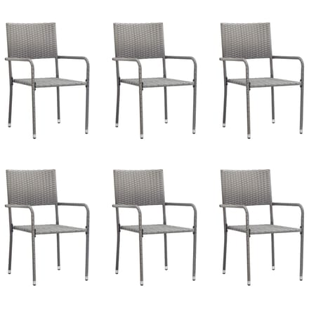 vidaXL - Tuinstoelen - 6 - st - stapelbaar - poly - rattan - grijs