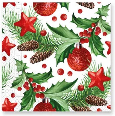 Kerst servetten Dennenappels - Kerstservet - 2 x 20 stuks, 33x33 cm