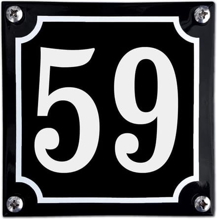 Zwart emaille huisnummer  - 59