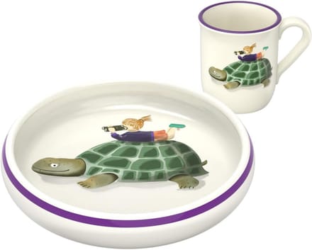 Kinder servies set met schildpad en kind - Keramiek voor Ontdekkingsreizen