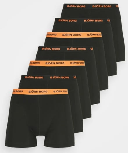 Björn Borg - Stretch Boxershort - 7 Pack - Heren - Zwart en Oranje - Maat M