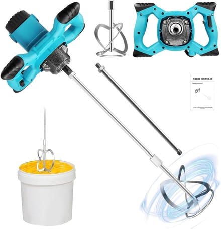 Mortelmixer - Betonmenger Verfmenger - Materialen Mengen - 6 Snelheden Instelbaar - 120 mm Roerdiameter - Grijs