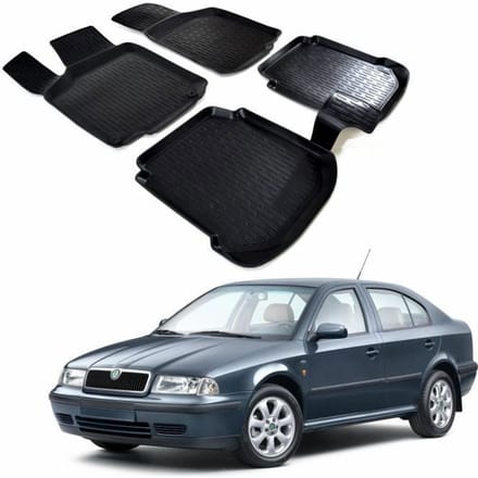 SCOUTT Tapis de sol 3D Volkswagen Octavia 1 - Caoutchouc Premium - Noir - Sur mesure noir
