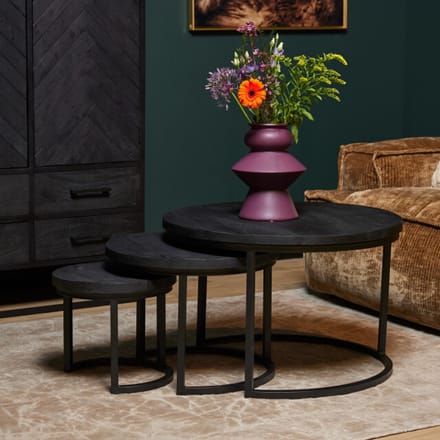 Starfurn salontafel triole all black 70 cm set van 3
