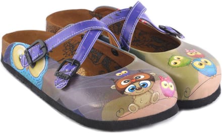 GOBY Clogs met Uilenprint – Handgemaakt – Premium Kwaliteit – Maat 36