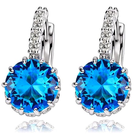 Victorious Dames Oorbellen – Blauw Bergkristal – Zilverkleurig – 2cm