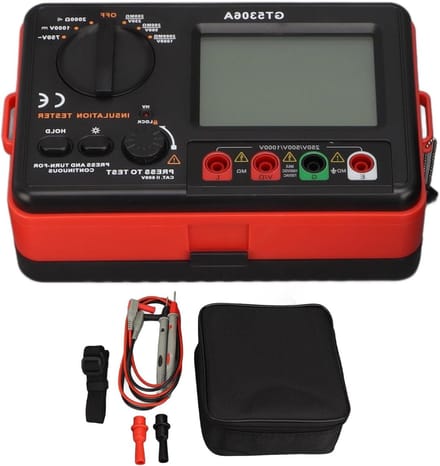 Isolatieweerstandstester - Megohmmeter Meter - Elektrische Apparatuur Testen - Groot LCD Scherm - 1000V - Grijs