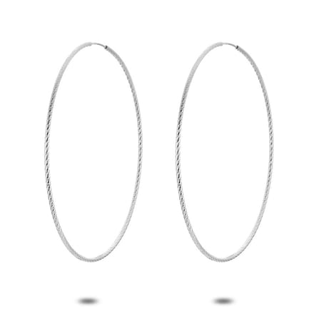 Twice As Nice Oorbellen in zilver, oorringen, 65 mm, gebeiteld