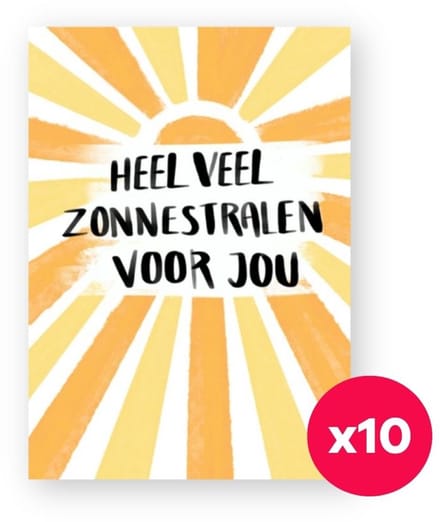 Greetz - 10 beterschapskaarten met enveloppen - Beterschap - Zonnestralen - Wenskaarten