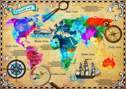Bluebird Puzzle kleurrijke wereldkaart legpuzzel - 2000 stukjes.