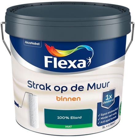 Flexa - Strak Op De Muur Binnen Mat - 100% Eiland - Mengverf - 5 L