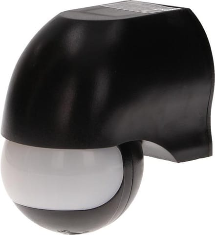Bewegingssensor PIR – 180° Detectie – Waterdicht IP44 – Instelbare Tijd & Lichtgevoeligheid – Zwart