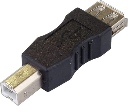 USB Adapter - A naar B - Apparaten Koppelen - Vrouwelijk Mannelijk - 5x2x2 cm - Zwart