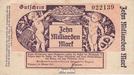 Bankbiljet 10 Miljard Mark - Inflatiegeld Beieren - Verzamelen Papiergeld - Historisch Document 1923