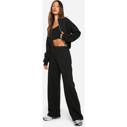 boohoo Dames Hoog 3-delig bomber trainingspak | Black | Maat: 18