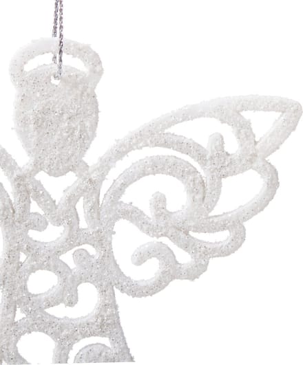 Springos Kersthanger | Engel | Kerstboomhanger | Wit | Glitters | Kunststof | 10 cm | 3 Stuks
